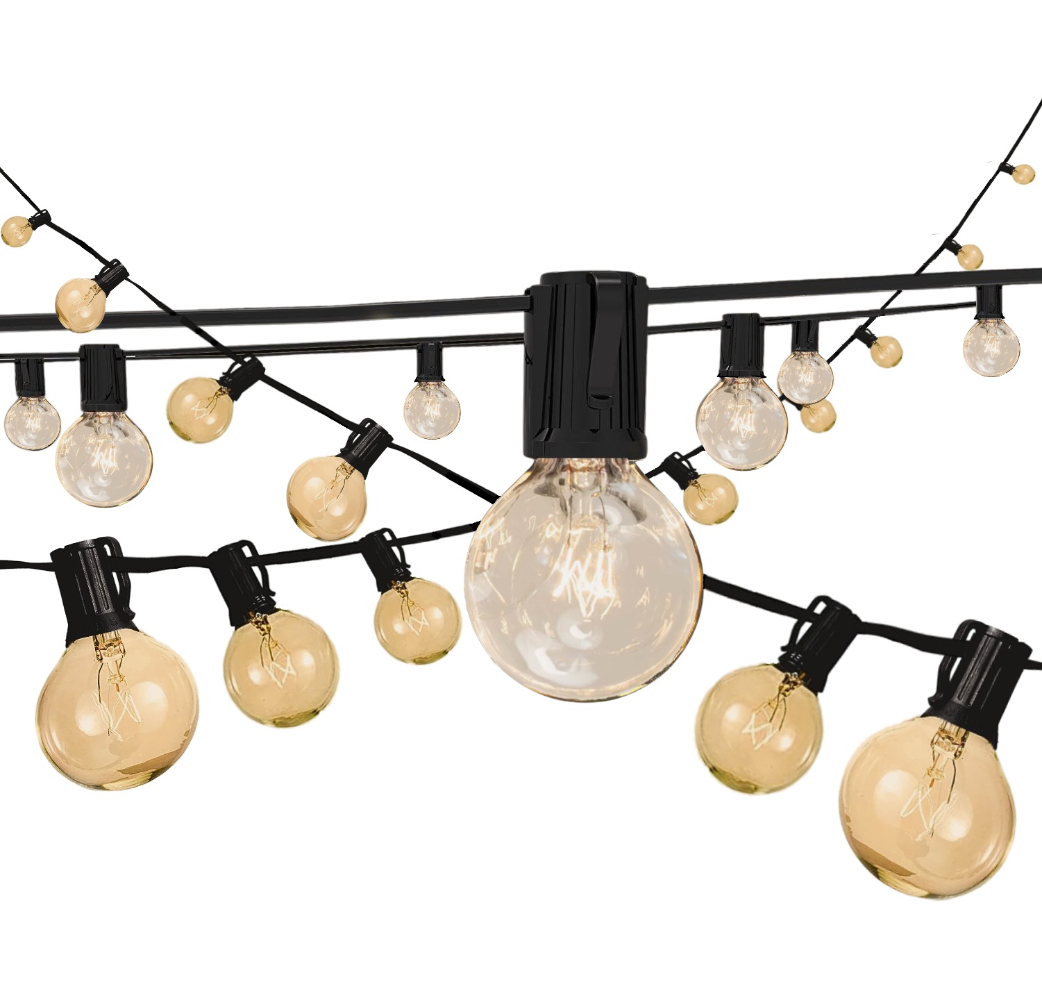Ghirlanda Luminoasa Decorativa, 22m, 50 becuri G40 incandescente + 4 becuri de rezerva incluse, rezistenta la apa, in exterior, interconectabila, lumina calda 2700K, potrivita pentru Gradina, Terasa, Veranda, Foisor, Evenimente, Petrecere, in orice sezon